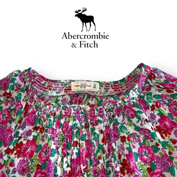 Abercrombie & Fitch Women’s Multicolor Floral 3/4 Sleeved Blouse - Picture 4 of 9